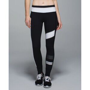 Lululemon Speed Tight II Full-On Luxtreme Black / White Reflective Womens Size 6